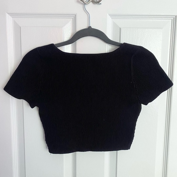 Babaton Black Sculpt Knit Square Neck Top, size M - Picture 5 of 8